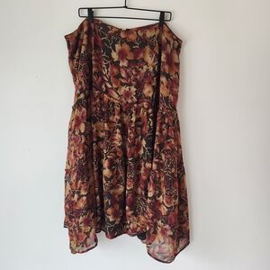 Chadwicks A-Line Skirt - Floral Red and Brown